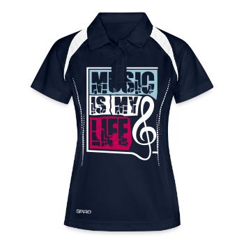 Music Is My Life Musik Ist Mein Leben Liebe Spruch - Frauen Polo atmungsaktiv - Navy/Weiß - Vorne