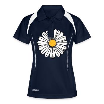Gänseblümchen - Frauen Polo atmungsaktiv - Navy/Weiß - Vorne