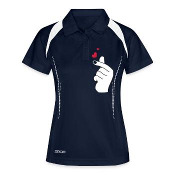 Fingerherzen 2 - Frauen Polo atmungsaktiv - Navy/Weiß - Vorne