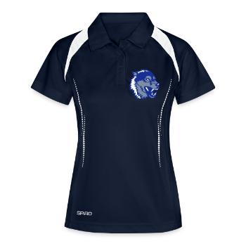 Wolf Cartoon des wilden Tieres Profil 2401 - Frauen Polo atmungsaktiv - Navy/Weiß - Vorne