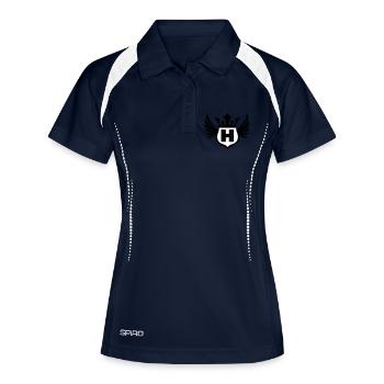 schild_h_f2 - Frauen Polo atmungsaktiv - Navy/Weiß - Vorne