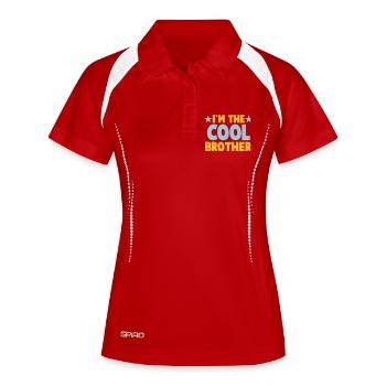 Ich bin der Bruder COOL! - Frauen Polo atmungsaktiv - Rot/Weiß - Vorne
