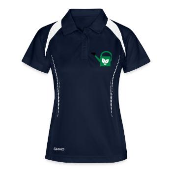 Gießkanne - Frauen Polo atmungsaktiv - Navy/Weiß - Vorne