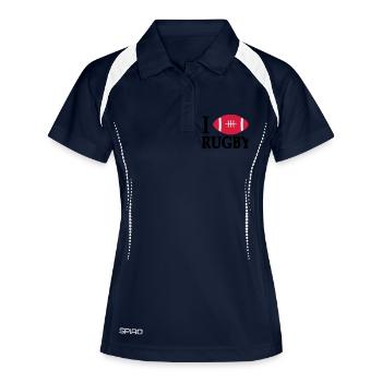 RUGBY - Frauen Polo atmungsaktiv - Navy/Weiß - Vorne