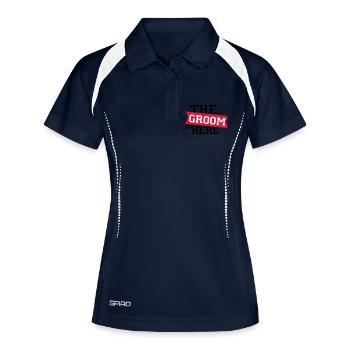 Junggesellenabschied - Frauen Polo atmungsaktiv - Navy/Weiß - Vorne