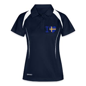 I love Schweden - Frauen Polo atmungsaktiv - Navy/Weiß - Vorne