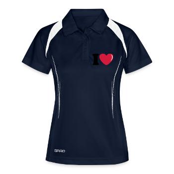 I_love - Polo respirant Femme - marine/blanc - Devant