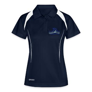 Welle Geschenk für Surfer, SUP und Wakeboarder - Frauen Polo atmungsaktiv - Navy/Weiß - Vorne