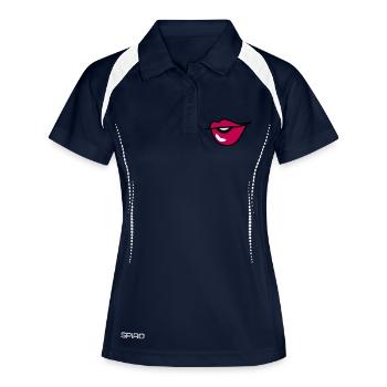 niedlich kissy aufgeworfenen Lippen mit einem - Frauen Polo atmungsaktiv - Navy/Weiß - Vorne
