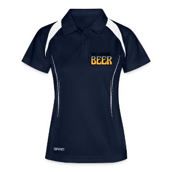 Logo May Contain Beer - Frauen Polo atmungsaktiv - Navy/Weiß - Vorne