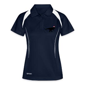 T-Rex Weihnachtsmann - Frauen Polo atmungsaktiv - Navy/Weiß - Vorne