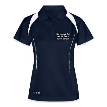 Nur noch ein Zelt und der Zirkus hier ist komplett - Frauen Polo atmungsaktiv - Navy/Weiß - Vorne