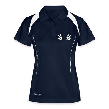 mains victoire - Polo respirant Femme - marine/blanc - Devant