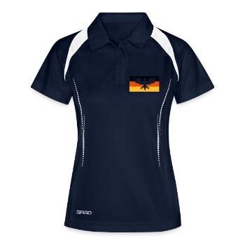 Flagge Deutschland mit Adler - Frauen Polo atmungsaktiv - Navy/Weiß - Vorne