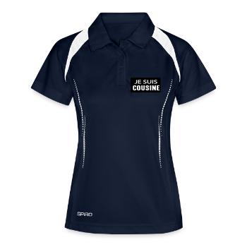 ICH BIN EIN COUSIN - Frauen Polo atmungsaktiv - Navy/Weiß - Vorne
