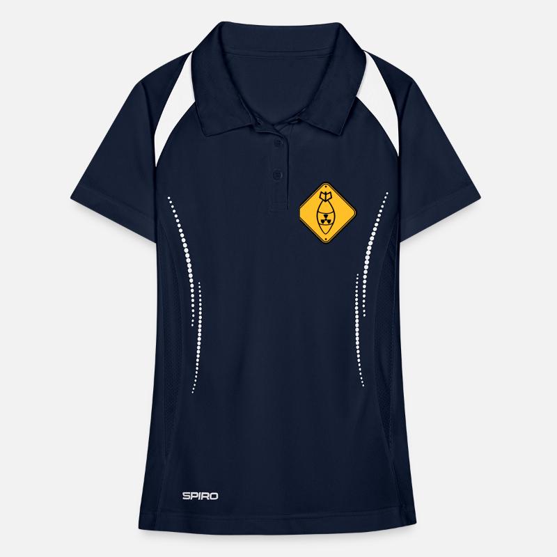 shield danger caution warning caution atomic bomb r Women's Polo breathable