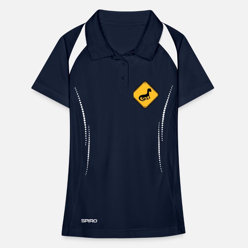 warning caution caution note shield silhouette Women's Polo breathable