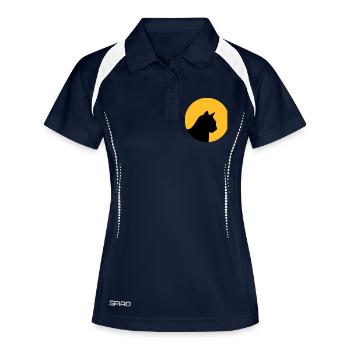 Katze - Frauen Polo atmungsaktiv - Navy/Weiß - Vorne