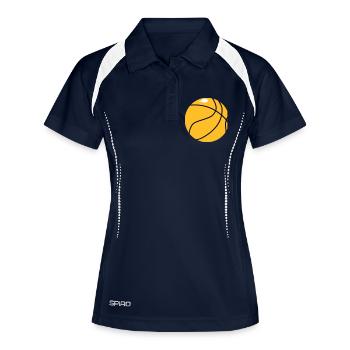 Basket-ball - Polo respirant Femme - marine/blanc - Devant