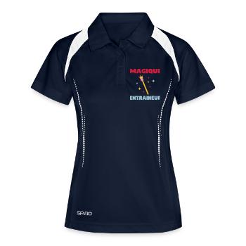 MAGIQUE ENTRAINEUR - Polo respirant Femme - marine/blanc - Devant