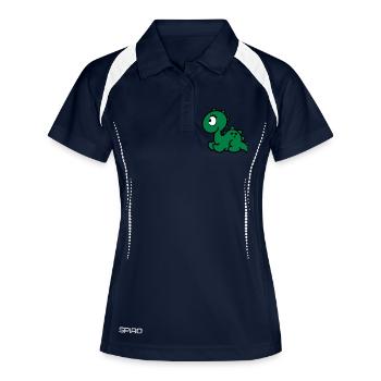 Drache - Frauen Polo atmungsaktiv - Navy/Weiß - Vorne