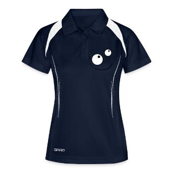 goofy Cartoon-Gesicht blickte lächelnd - Frauen Polo atmungsaktiv - Navy/Weiß - Vorne