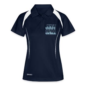 Just Chill Text Logo - Frauen Polo atmungsaktiv - Navy/Weiß - Vorne