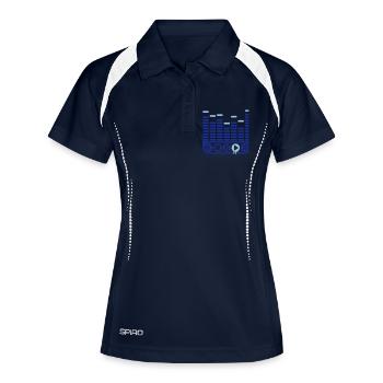 music_player_1_f2 - Frauen Polo atmungsaktiv - Navy/Weiß - Vorne