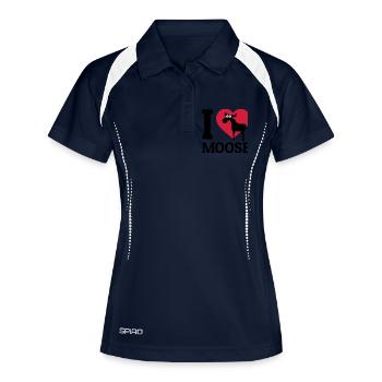 I love Moose - Frauen Polo atmungsaktiv - Navy/Weiß - Vorne