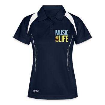 Music Is My Life Musik Ist Mein Leben Liebe Spruch - Frauen Polo atmungsaktiv - Navy/Weiß - Vorne