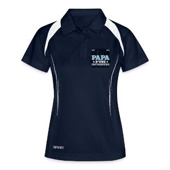 Je suis le fier papa d'une infirmière géniale - Polo respirant Femme - marine/blanc - Devant