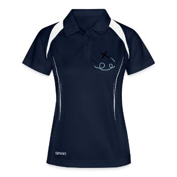 Flugzeug - Frauen Polo atmungsaktiv - Navy/Weiß - Vorne