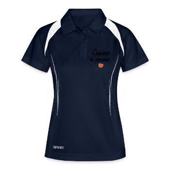 copine d amour coeur - Polo respirant Femme - marine/blanc - Devant
