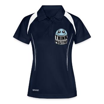 gesicht denken cool think positive positiv bleiben - Frauen Polo atmungsaktiv - Navy/Weiß - Vorne