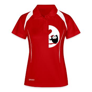 Hiboux gauche - Saint Valentin - Polo respirant Femme - rouge/blanc - Devant