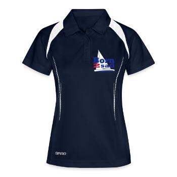 Born to sail - Frauen Polo atmungsaktiv - Navy/Weiß - Vorne