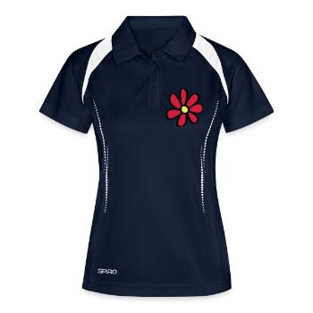 Blume - Frauen Polo atmungsaktiv - Navy/Weiß - Vorne