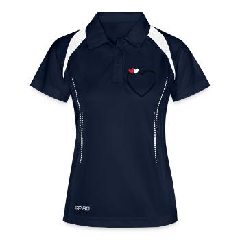 2 Herzen Herz Rahmen - Frauen Polo atmungsaktiv - Navy/Weiß - Vorne