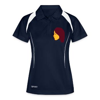 face head female woman girl girl pretty s - Women's Polo breathable - navy/white - Front