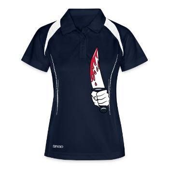 Horror messer cool - Frauen Polo atmungsaktiv - Navy/Weiß - Vorne