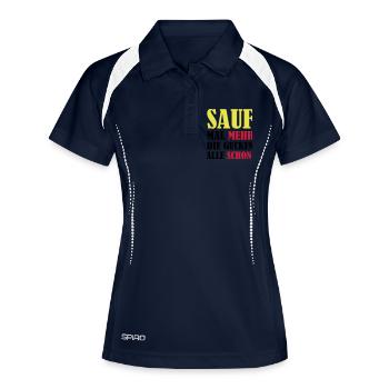 sauf_mal_mehr_02 - Frauen Polo atmungsaktiv - Navy/Weiß - Vorne
