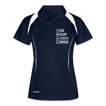 Mangez Sleep Snowboard Repeat - Polo respirant Femme - marine/blanc - Devant