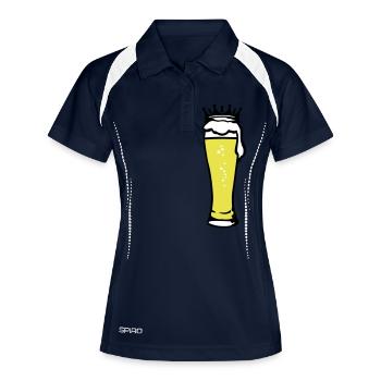 koenigliches_bier_3c - Frauen Polo atmungsaktiv - Navy/Weiß - Vorne