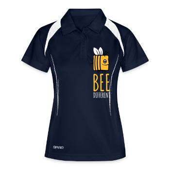 bee different Spruch Zitat - Frauen Polo atmungsaktiv - Navy/Weiß - Vorne