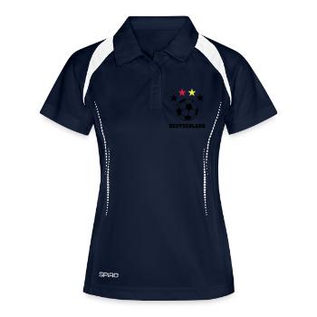 4 Sterne Weltmeister Deutschland 2014 - Frauen Polo atmungsaktiv - Navy/Weiß - Vorne