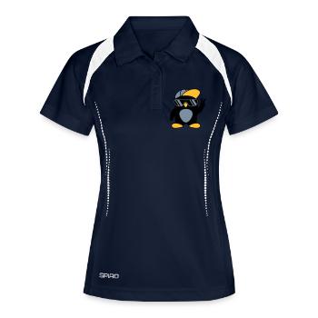 Cooler Pinguin Peace Handzeichen - Frauen Polo atmungsaktiv - Navy/Weiß - Vorne