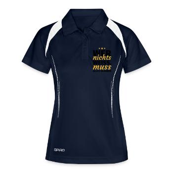 Wer nichts weiss muss alles glauben - Frauen Polo atmungsaktiv - Navy/Weiß - Vorne