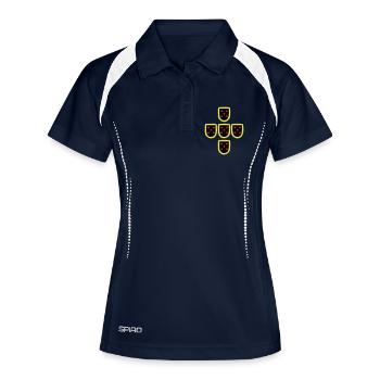 Quinas Portugal 3 couleurs - Polo respirant Femme - marine/blanc - Devant