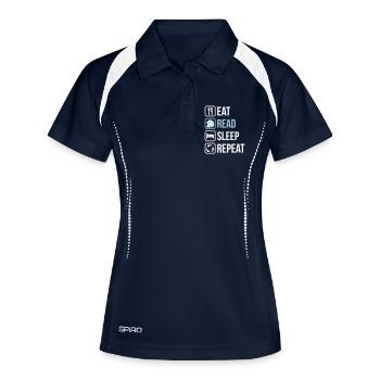 Eat Read Sleep Repeat - Frauen Polo atmungsaktiv - Navy/Weiß - Vorne
