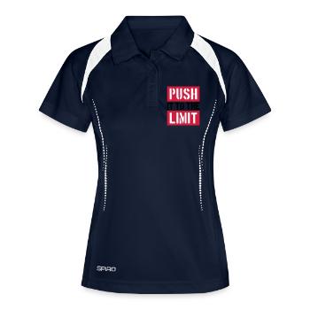 Push It To The Limit Spruch Fitness - Frauen Polo atmungsaktiv - Navy/Weiß - Vorne